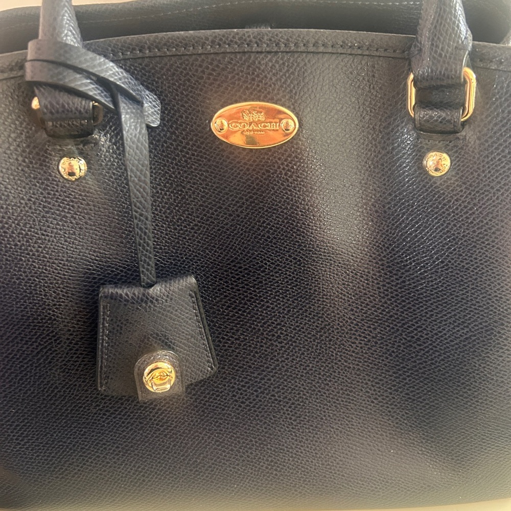 Navy blue coach Leather Handbag - Picture 2 of 11